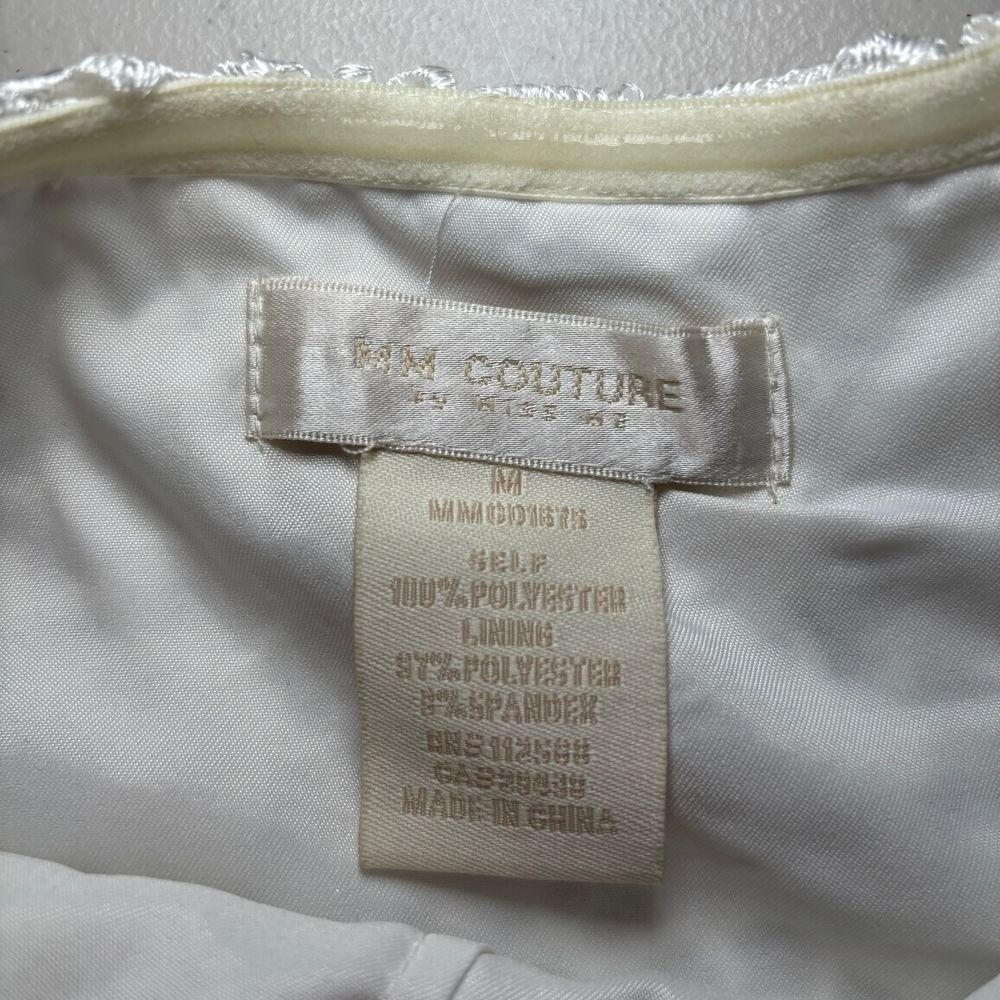 MM Couture Miss Me White‎ Strapless Lace Mini Dress Medium Wedding Cocktail - Picture 8 of 12